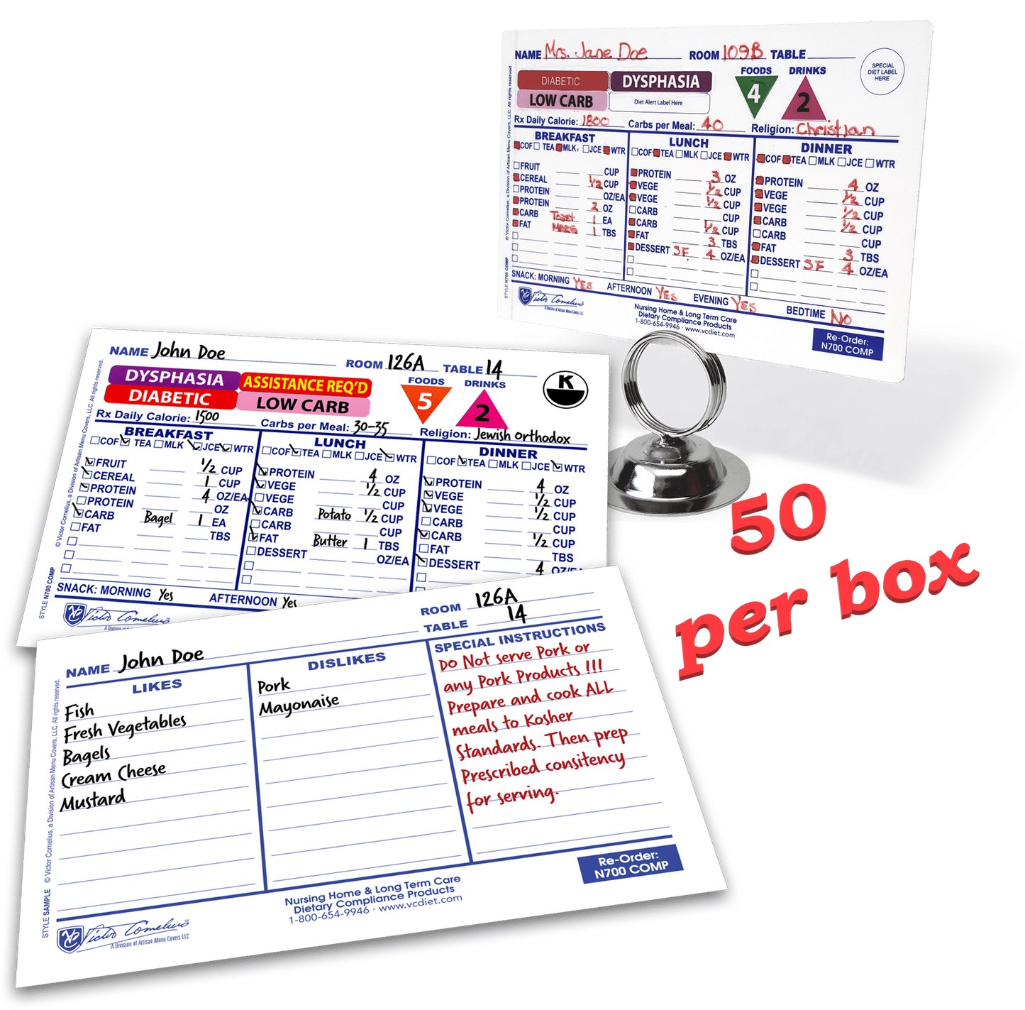 N750-COMP 6" X 4" Compliance Dietary Tray Card- 50 Count