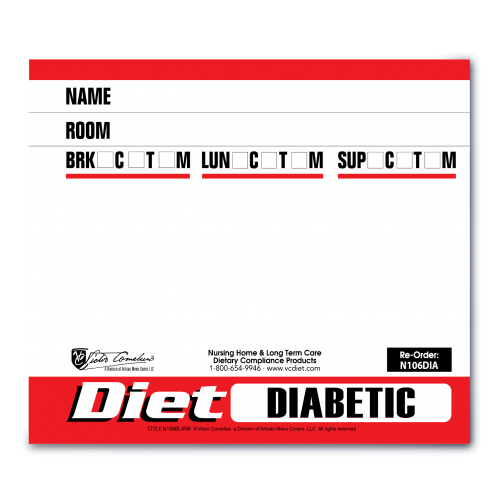 N106 - 3" X2-5/8" Paper Dietary Alert Cards- DIABETIC DIET