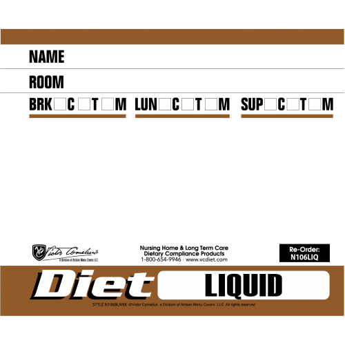N106 - 3" X2-5/8" Paper Dietary Alert Cards- LIQUID DIET