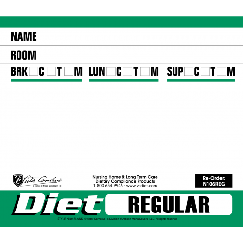 N106 - 3" X2-5/8" Paper Dietary Alert Cards- REGULAR DIET