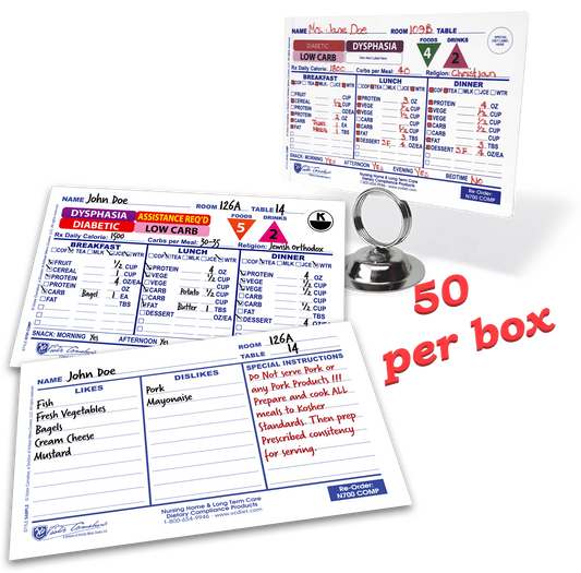 N750-COMP 6" X 4" Compliance Dietary Tray Card- 50 Count