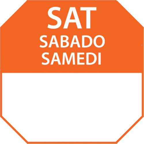 Food Safety - 1" X 1" Trilingual Day Label N213 SATURDAY