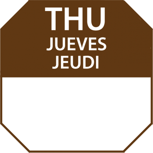 Food Safety - 1" X 1" Trilingual Day Label N213 THURSDAY